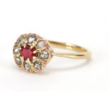 18ct gold garnet and diamond ring, size O, approximate weight 3.1g : For Extra Condition Reports