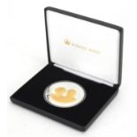 Platinum wedding Anniversary five ounce silver coin set with a diamond, with certificate and