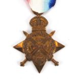 British Military World War I Mons Star, awarded to 1357PTE.A.D.L.WILKINGSON.H.A.C(INF)