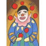Portrait of a clown, Irish school gouache, bearing a signature Markey, 25cm x 18.5cm