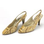 Pair of 1980's Yves Saint Lauren snake skin high heels, size 38