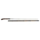 Bamboo sword stick, the steel blade impressed Solingen, 87cm in length