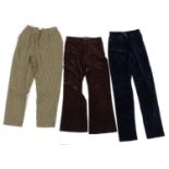 Three vintage pairs of trousers including a pair of gentleman's Adamo flares size 30, ladies