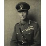 Black and white photograph of King George V in Military uniform by Hugh Cecil, signed by King George