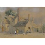 Samuel David Colkett - An Inn Yard, 19th century pencil and watercolour, label verso, mounted and