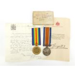 British Military World War I pair with box of issue and paperwork, awarded to 2961SJT.A.J.CRAWFORD.