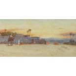 D Veaco 1911 - Outskirts of a town in North Africa, signed watercolour, mounted and framed, 23.5cm x