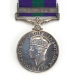 British Military George VI General Service medal with Malaya bar and box of issue awarded to