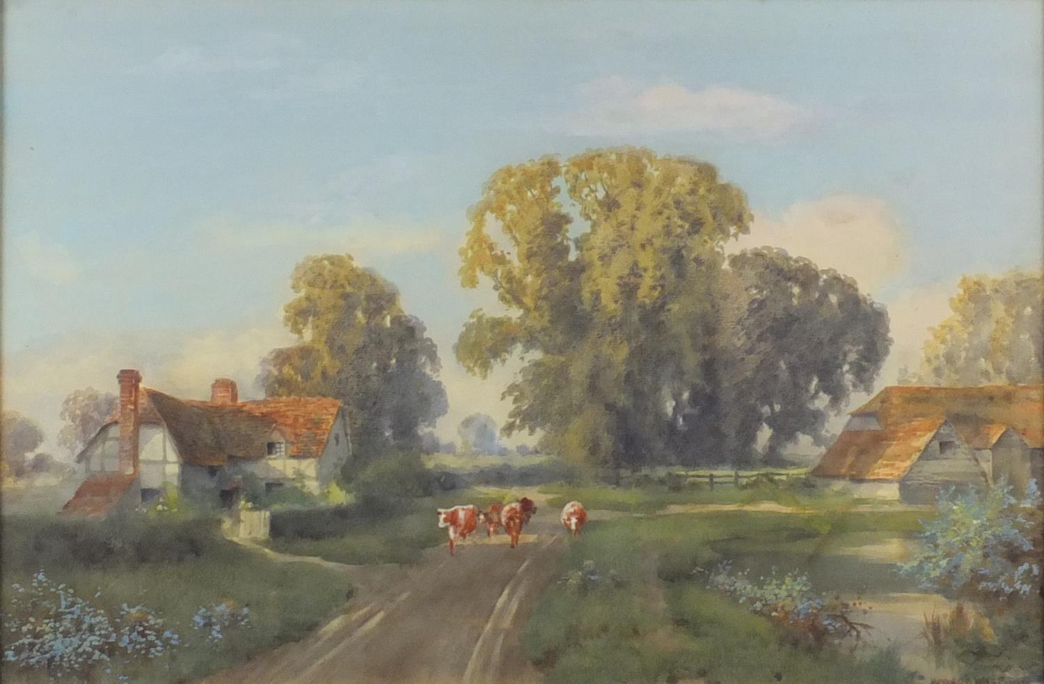 Howard Walford - The Manor Farm Oxton, Watercolour, mounted and framed, 53cm x 34.5cm