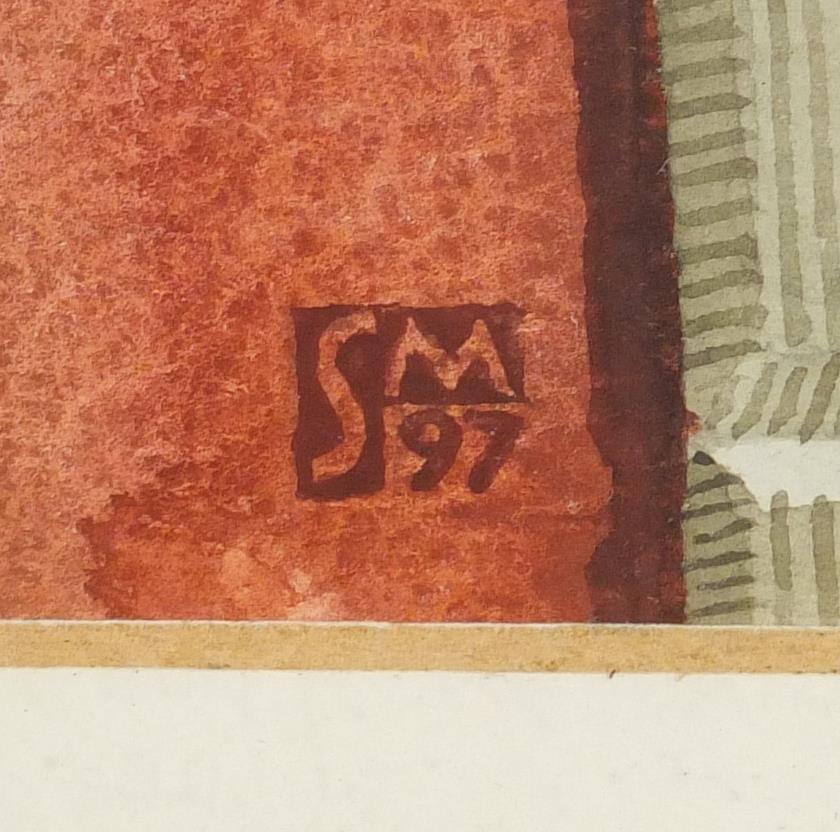 Attributed to Sidney Harold Meteyard - Detail of a Roman building, watercolour, mounted and - Image 3 of 4