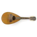 Italian mandolin by E Pedrazzoli, paper label to the interior, 60cm in length