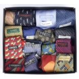 Sixteen gentleman's silk scarves including Liberty, Ralph Lauren, Nina Ricci, Giorgio Armani and