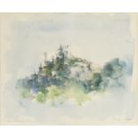 Derek Middleton 1960 - Eze Cote D'Azur, watercolour, inscribed verso, mounted and framed, 26cm x