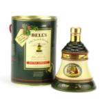 Bells Christmas 1988 whisky decanter with contents and box