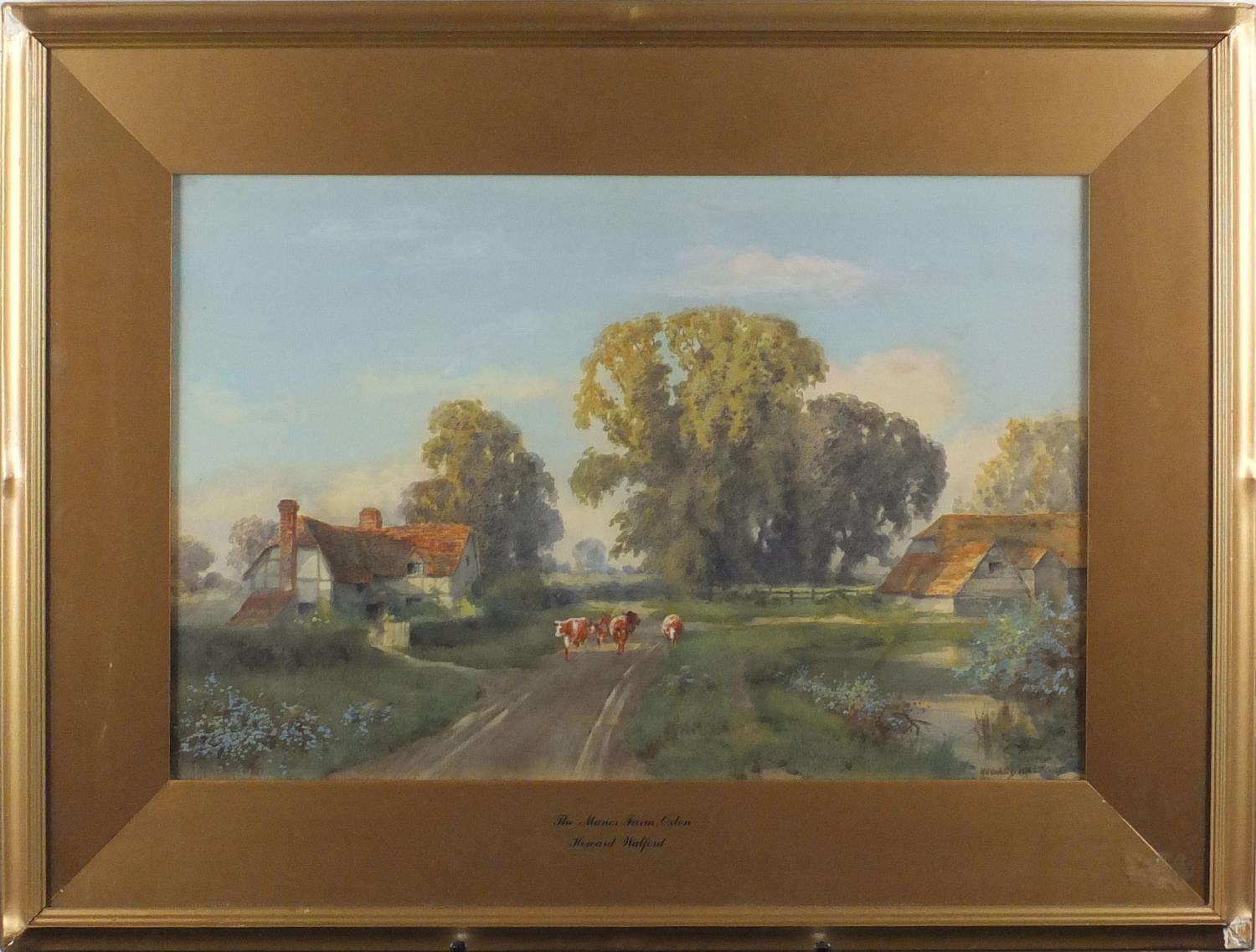 Howard Walford - The Manor Farm Oxton, Watercolour, mounted and framed, 53cm x 34.5cm - Image 2 of 5