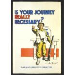 Is Your Journey Really Necessary World War II propaganda poster, by Bert Thomas, 57cm x 38cm