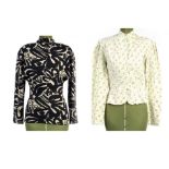 Two 1980's blouses comprising a Ralph Lauren example decorated with roses and a Nicole Farhi for