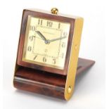 Vintage Jaeger-LeCoultre folding travel alarm clock, with Arabic numerals, 8.5cm high : For