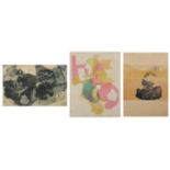 Jeannie Scott - Abstract compositions, three 1960's pencil signed prints, one proof and one numbered