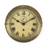 Brass ships bulk head design clock, with bevelled glass, Roman numerals and astral of Coventry