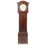 19th Century Scottish mahogany eight day long case clock, with second and date dials, the dial