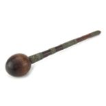 Zulu hardwood knobkerrie with wire bound handle, 43.5cm in length : For Further Condition Reports