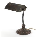 Art Nouveau bronze adjustable desk lamp, 40cm high : For Further Condition Reports Please Visit