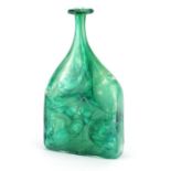 Large Mdina green glass vase, possibly by Michael Harris, etched marks to the base, 32.5cm high :