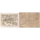 Two antique maps comprising a 16th century by Abrahas Ortelius, titled 'Andegavensium Ditionis