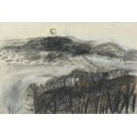 Pembrokeshire landscape, pencil and chalk, bearing a monogram SS, mounted and framed, 55cm x