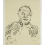 Oscar Kokoschka - Head and shoulders portrait of Dayan, 1970's pencil signed lithograph, limited