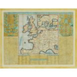 18th century map of Europe, hand coloured, mounted and framed, 46cm x 36cm : For Further Condition