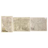 Three antique maps including Asia by Isac Tirion and two others, unframed, the largest 42cm x 36cm :