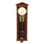 German rosewood eight day regulator wall clock with boxwood stringing by Kieninger, striking on a