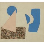 Abstract composition, geometric shapes, Russian school collage, inscribed verso, mounted and framed,