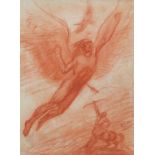 Centaur and Angel, Sanguine chalk drawing, bearing an indistinct signature possibly Guun, mounted