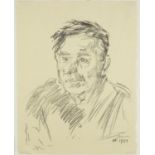 Oscar Kokoschka - Head and shoulders portrait of Teddy Kollek, 1970's pencil signed lithograph,