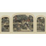 Graham Clarke - Joe's Place, triptych, pencil signed etching in colour, limited edition 218/400,