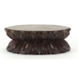 Chinese carved hardwood lotus stand, 5cm H x 13cm W : For Further Condition Reports Please visit Our