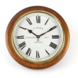 Modern cherry wood wall clock by A F Wilson of Lincoln with Roman numerals, 32cm in diameter : For