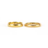 Two 22ct gold wedding bands, size N and P, approximate weight 8.6g : For Further Condition Reports