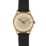 Gentleman's 9ct gold Garrard automatic wristwatch with date dial, 3.3cm in diameter : For Further