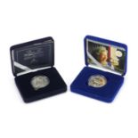 Two silver proof commemorative crowns, with boxes, The Queen Mother Centenary year and Golden