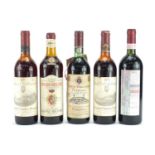 Five bottles of mature Chianto comprising a 1964 Barone Ricasoli Brolio Riserva, 1968 Castello
