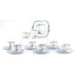 Shelley Canterbury six place tea service, hand painted with tall trees including a sandwich