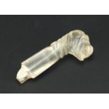 Carved rock crystal handle possibly Indian, 9cm in length : For Further Condition Reports Please