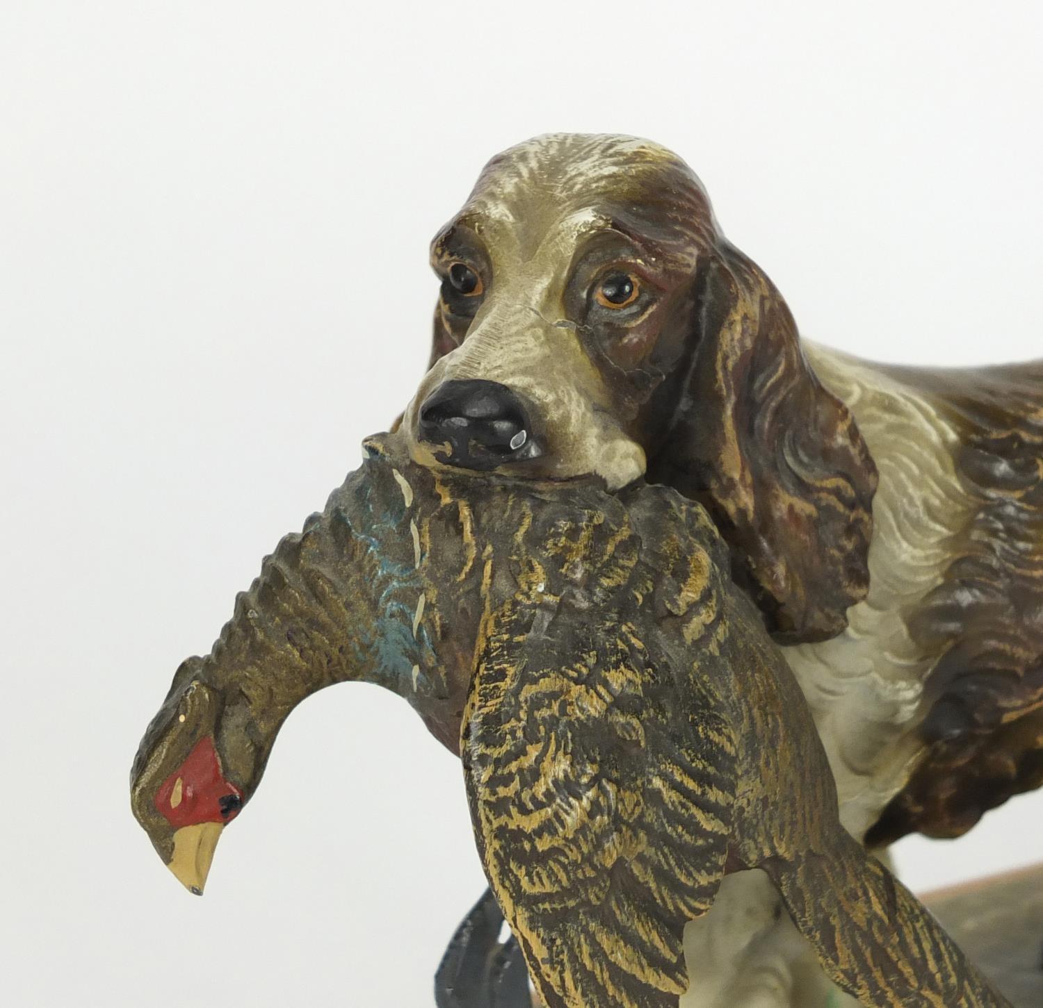 Austrian cold painted table lighter in the form of a spaniel with its prey, 25cm wide : For - Image 2 of 6