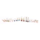 Ten pairs of silver semi precious stone earrings, approximate weight 32.5g : For Further Condition