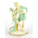 Royal Dux figure group of two dancers, factory marks to the base, 34cm high : For Further