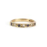 9ct gold and sapphire half eternity ring, size M, approximate weight 1.8g : For Further Condition